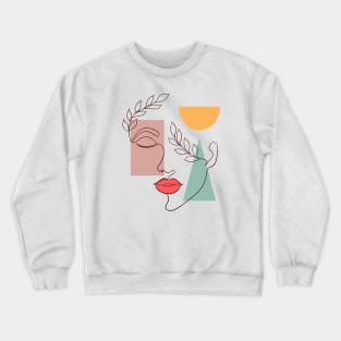 Collage with woman face and geometric shapes Crewneck Sweatshirt